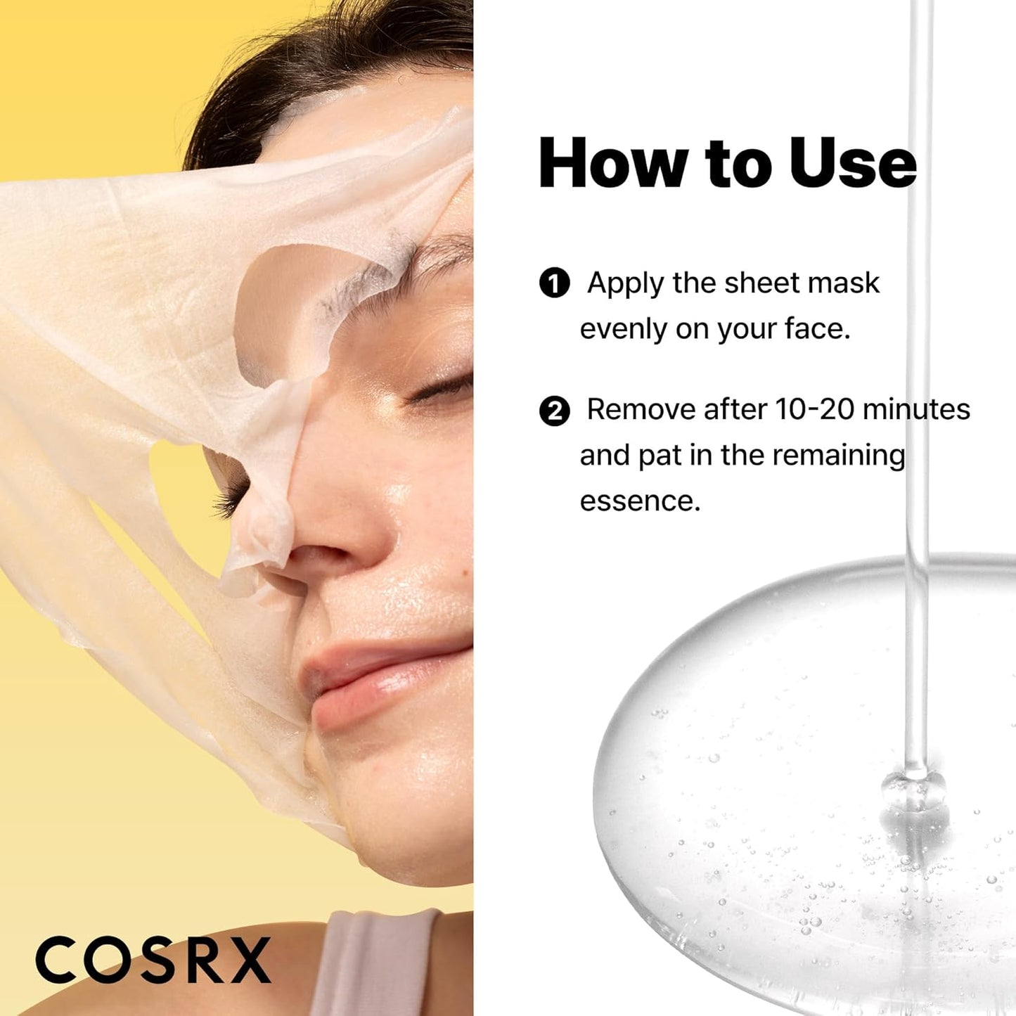COSRX Snail Mucin Sheet Mask 10 EA with Snail Mucin Serum, Hydrating Face Sheet Masks for Dry & Sensitive Skin, Korean Face Mask, Korean Skin Care