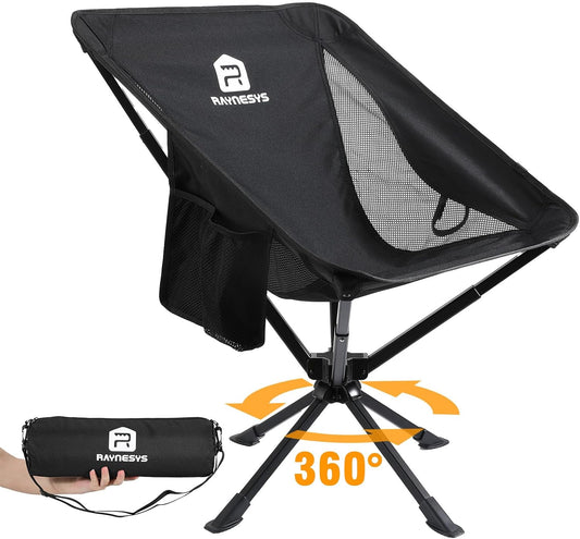 Raynesys 1 Pack Portable Camping Chair, Flexible 360° Rotation, Easy Carry, 8 Seconds Quick Setup Folding Camping Chair, 3.8Lb Lightweight Folding Chairs for Hiking, Beach, Sporting, Travel