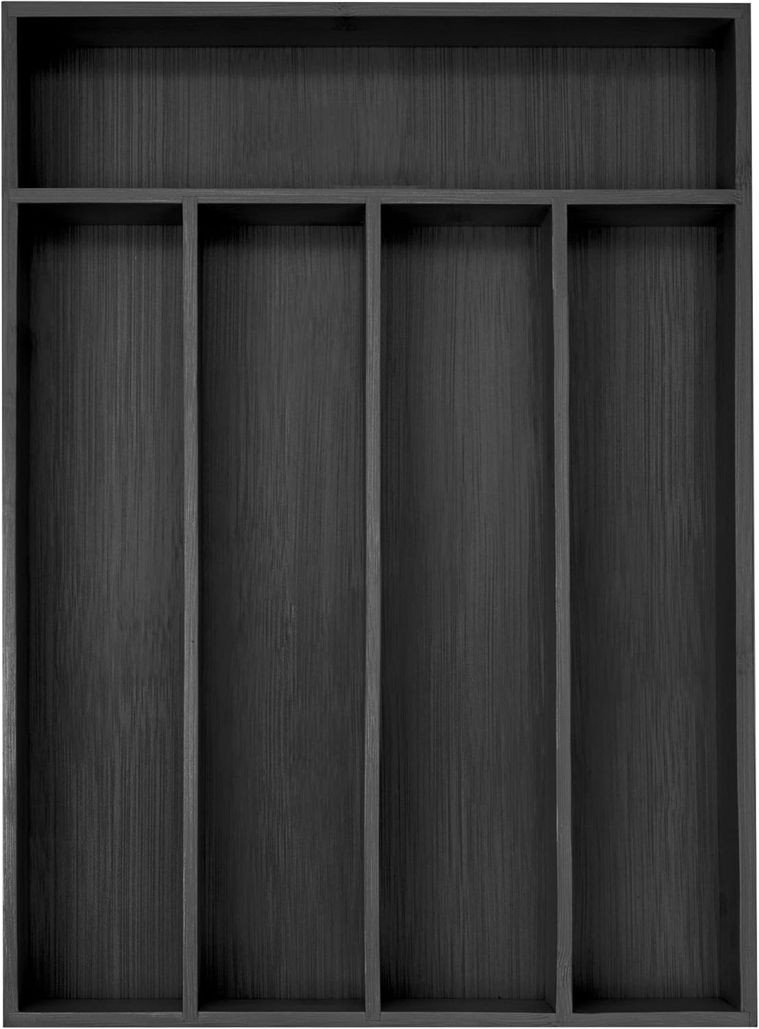 Besilord Bamboo Silverware Holder - Drawer Organizer with 5 Slots (Black)