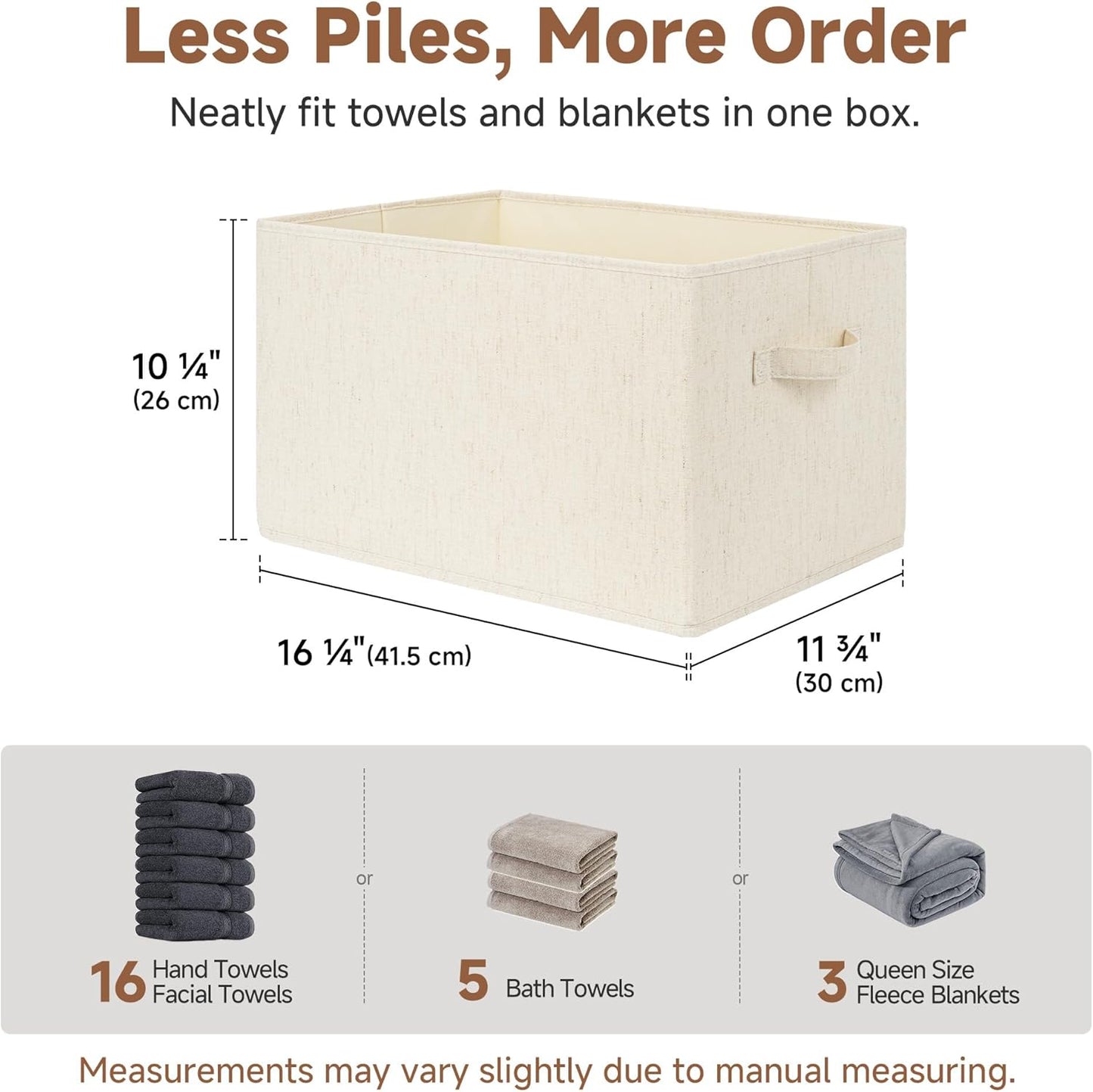 StorageWorks Closet Storage Bins, Beige(NaturWeave Fabric), Extra Large | Closet Organizers and Storage Bins, Shelf Baskets for Clothes Storage, Fabric Storage Bins for Organization