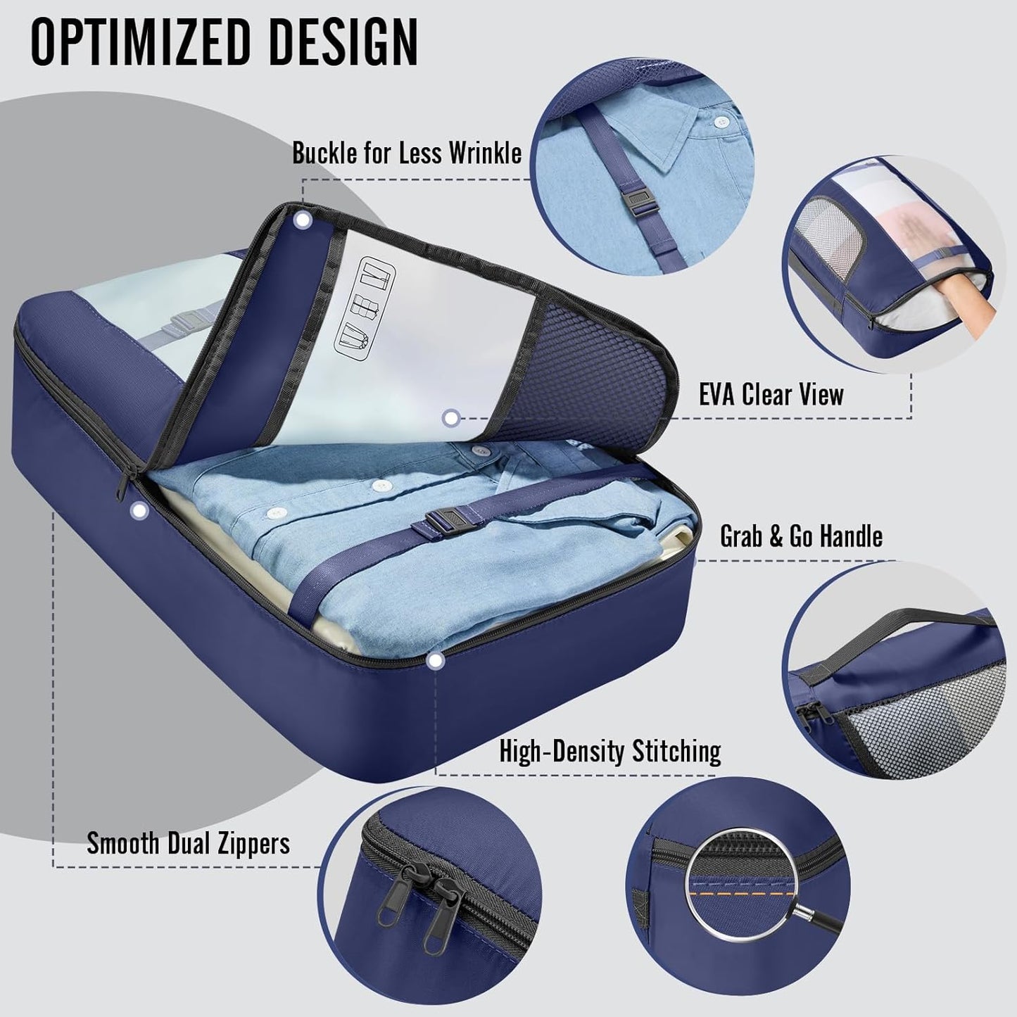 Veken 10 Set Packing Cubes for Travel Essentials,Anti-Wrinkle Buckled Suitcase Organizer for Shoe & Toiletry Bag,Carry On Luggage Bag for Airplane & College Dorm Room Accessories,Women Men Gifts