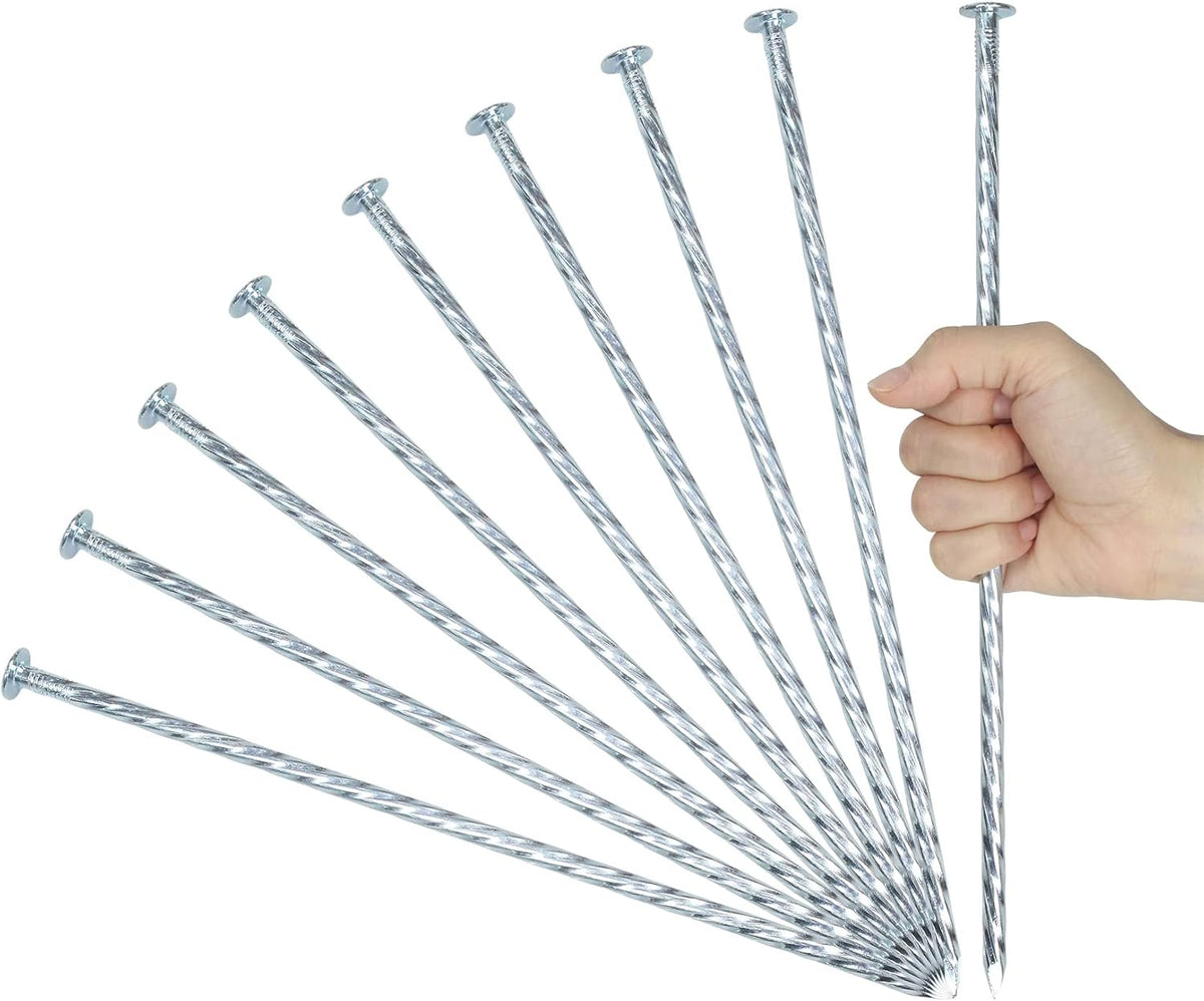 12 Inch Galvanized Landscape Stakes Metal Landscape Edging Anchoring Spikes, Landscape Anchoring Stake for Artificial Turf, Paver Edging, Weed Barrier, Tent, Camping, Carpentry (25)
