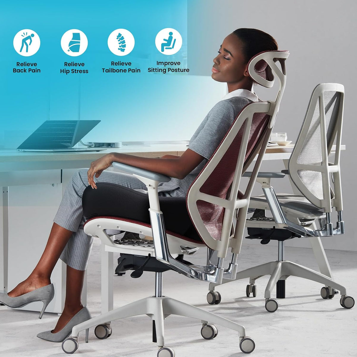 Benazcap Memory Foam Seat Cushion, Ergonomic Office Chair Cushion