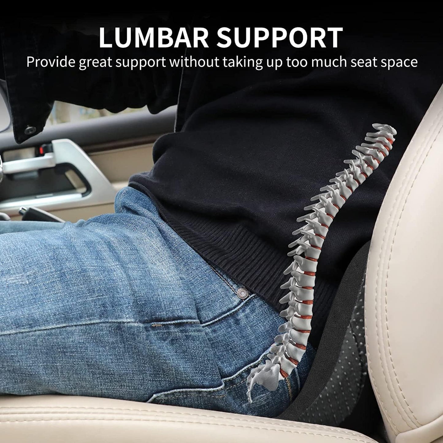 Livtribe Car Seat Cushion - Memory Foam Car Seat Pad - Sciatica & Lower Back Pain Relief - Car Seat Cushions for Driving - Road Trip Essentials for Drivers(Classic Black)