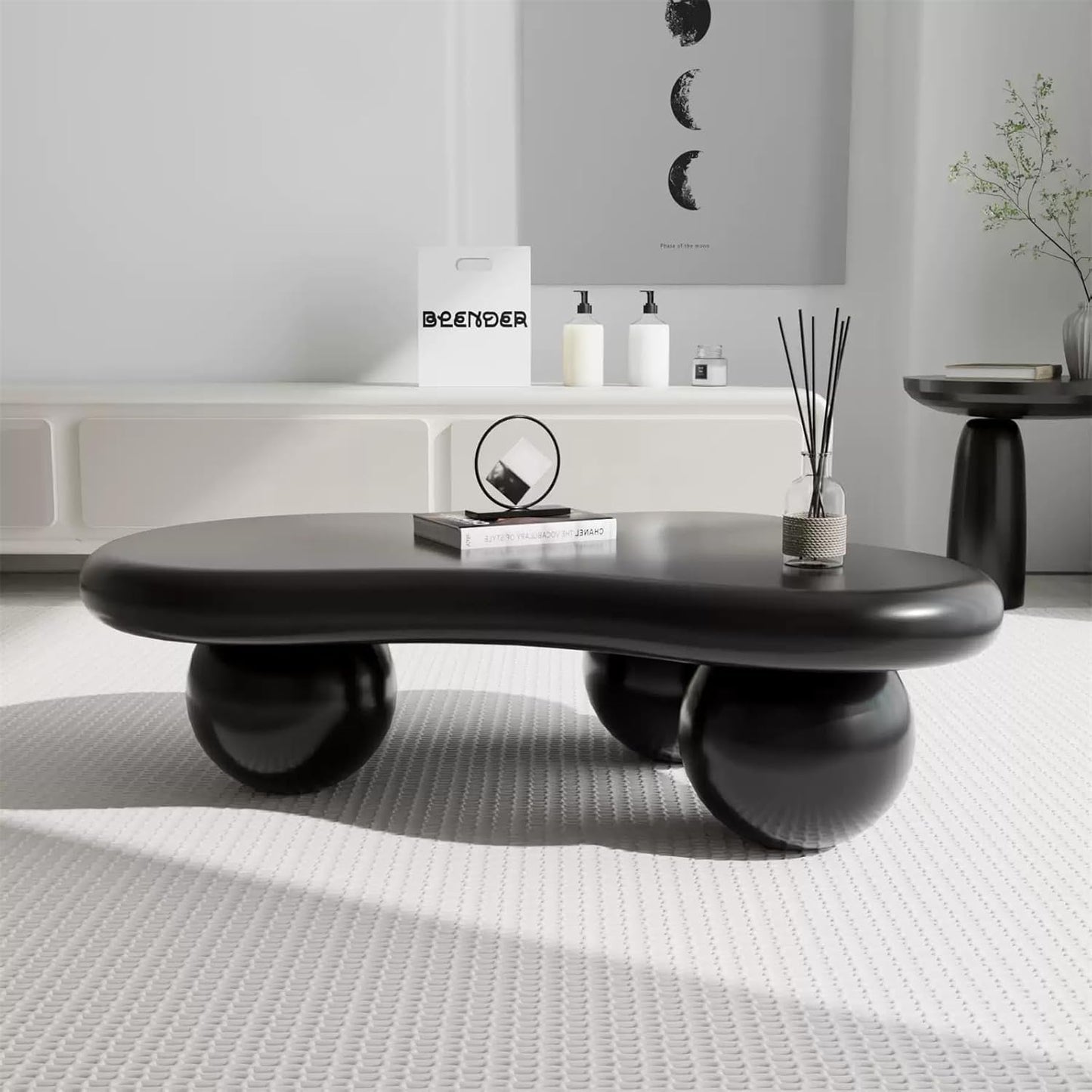 Cloud Shaped Coffee Tables (Black, Size : 46.06 x 31.1 x 13.77 inch) | Irregular Coffee Table, Modern Cloud Shape Design, Coffee Tables for Living Room, Room, Office