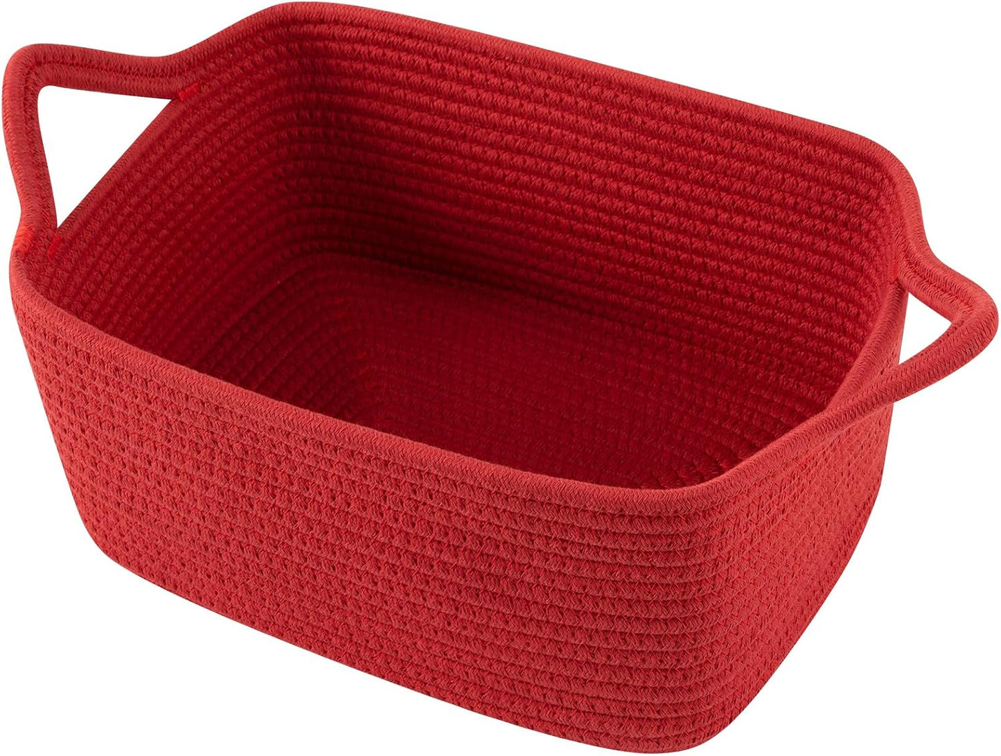 OIAHOMY Woven Basket, Gift Basket Empty with Gift Bags and Ribbons, Rope Baskets for Baby Showers, Storage Baskets with Handles for Nursery, Pet Toy Organizer - Red