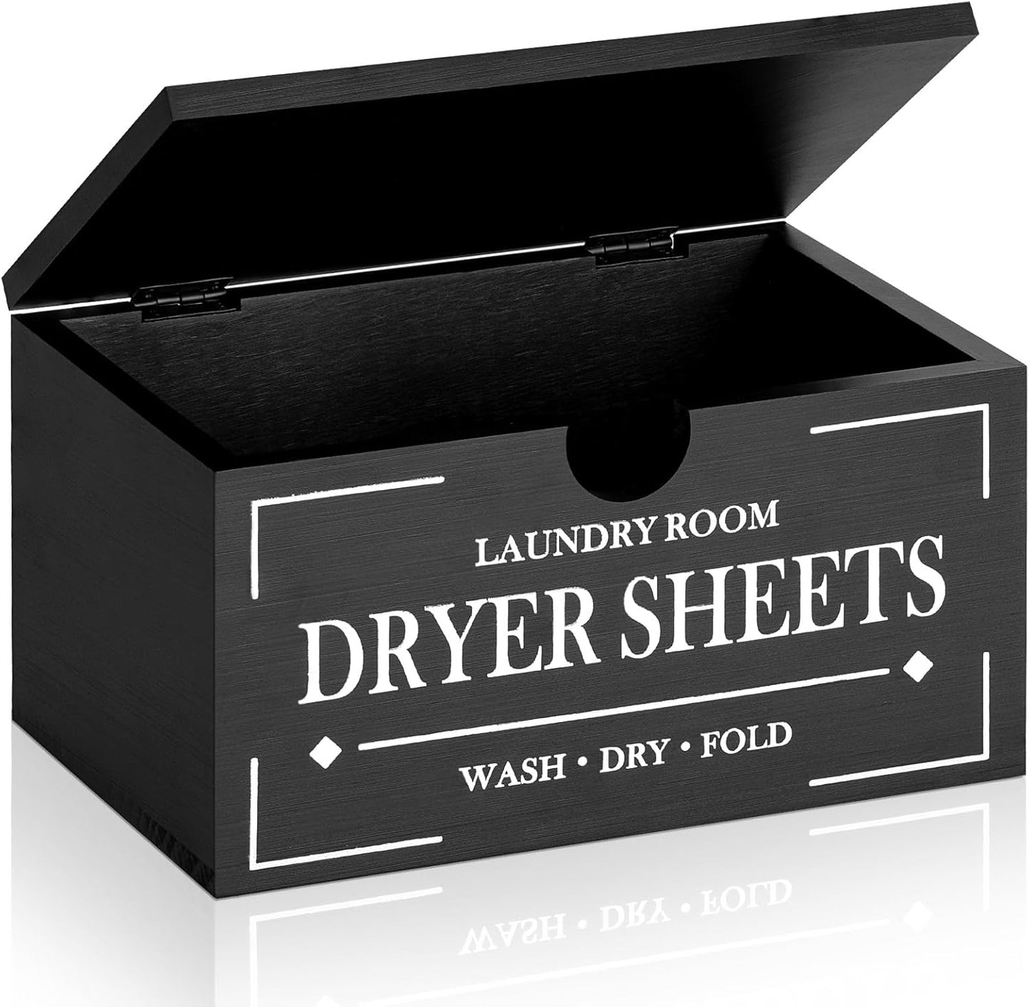 HouseJoy Dryer Sheet Holder-Black Dryer Sheet Container with Lid,Wooden Laundry Room Organization and Storage,Rustic Farmhouse Dryer Sheet Dispenser for Laundry Room Decor,Fabric Softener Containers