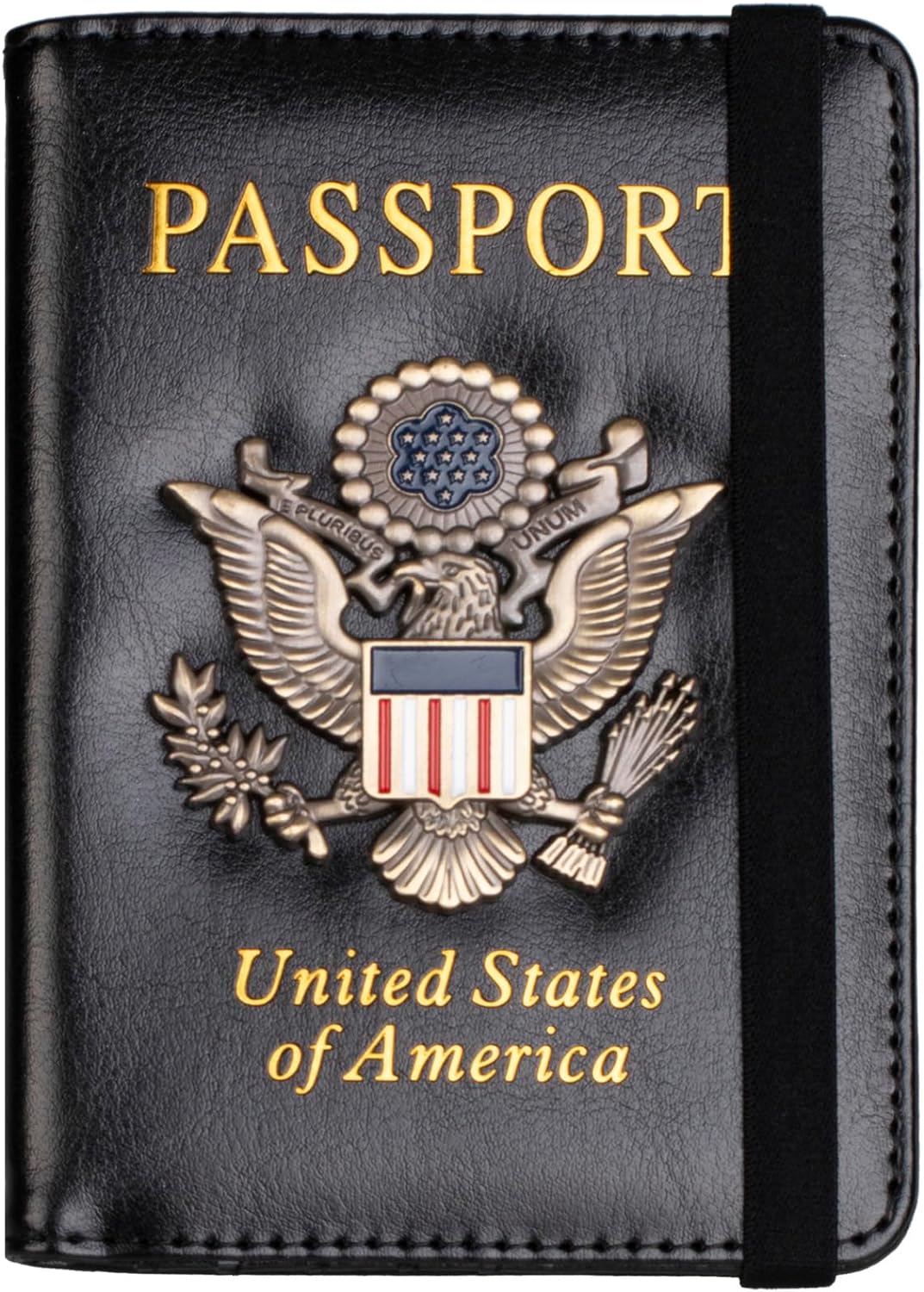 TOURSUIT RFID Blocking Passport Holder for Women Men, Leather Passport Travel Wallet with Metal 3D Metal Badge, Travel Document Holder Cover Accessories (Light Blue)