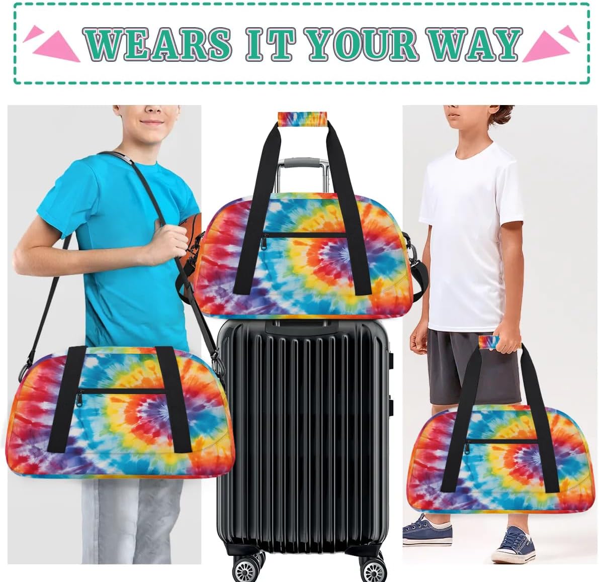 Sports Duffle Bags Travel Duffle Bag Gym Bag Abstract Tie Dye Weekender Travel Bag Waterproof Overnight Bag Carry On Travel Tote Bag Dance Bags