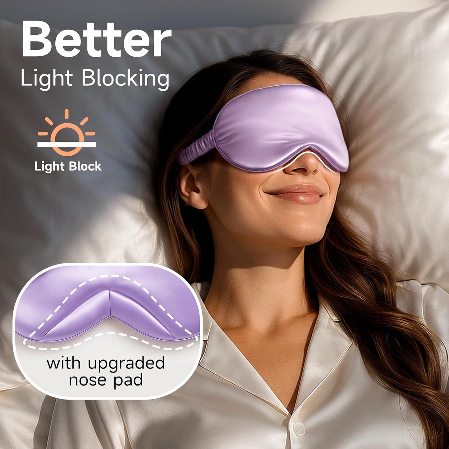 Umisleep Sleep Mask for 100% Pure Mulberry Silk, 22 Momme 6A Soft Eye Masks for Sleep, Adjustable Sleep Masks for Women Men, Light Blocking Sleeping Mask, Silk Eye Mask for Sleeping, Blindfold, Purple