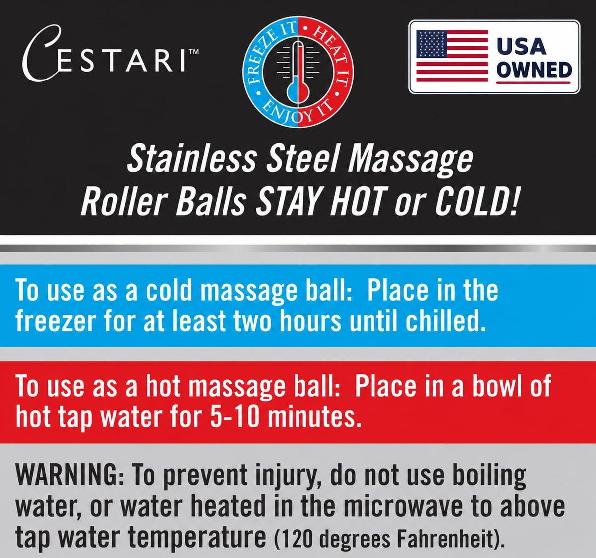 Cryosphere Massage Ball Hot Cold Roller Ball - Fast Muscle Pain Relief - Stainless Steel Balls for Heat or Ice Therapy - Feet Pain - Plantar Fasciitis- Back Ache - Foot Massager - 60 mm Ice Roller