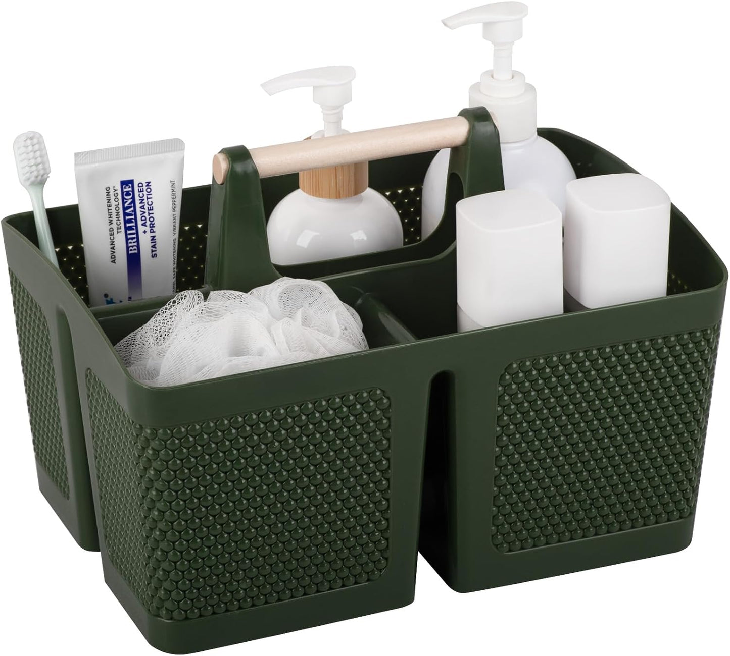 rejomiik Portable Shower Caddy Basket Plastic Cleaning Caddy Organizer Storage Tote with Handle for Bathroom, College, Dorm Room Essentials, White