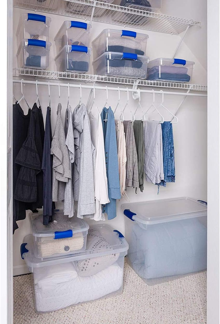 Homz Heavy Duty Modular Clear Plastic Stackable Storage Tote Containers with Latching and Locking Lids, 31 Quart Capacity, 16 Pack