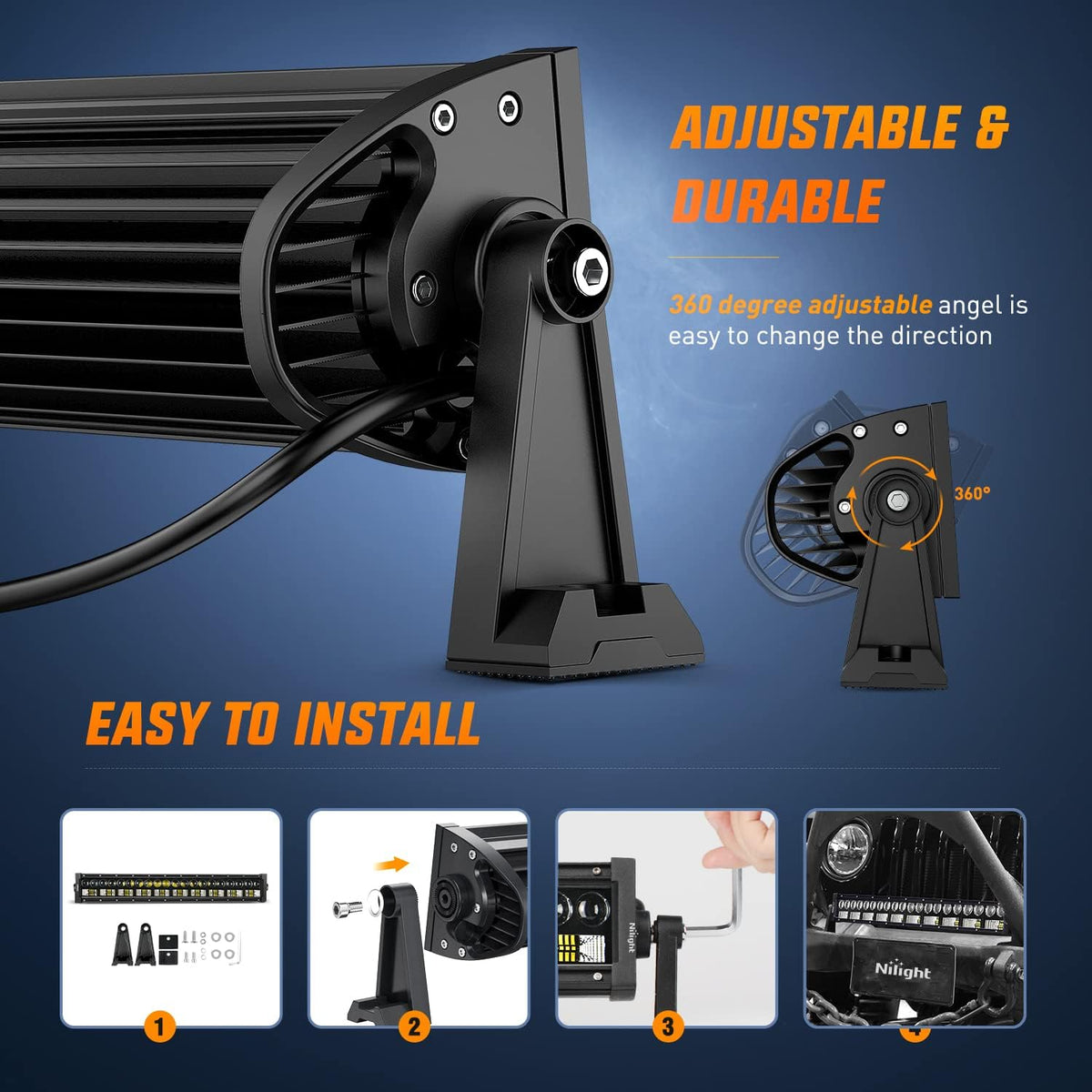 Nilight LED Light Bar 7D 22" 150W 15000LM Double Row Flood Spot Combo