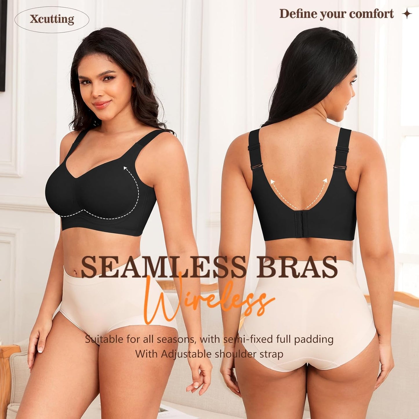 Xcutting Women Wirefree Bras for Women Full Coverage No Underwire Everyday Bras Comfortable Wireless Padded Bras