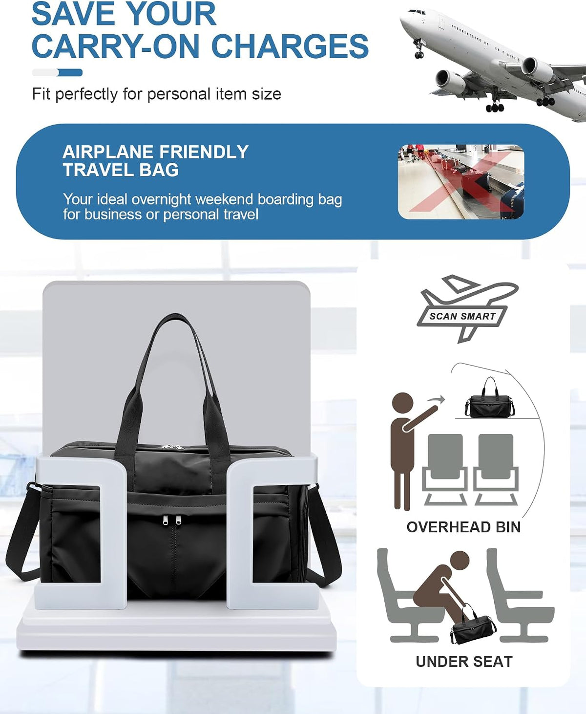 Gym Bag for Women with Shoe Compartment, Sport Travel Duffel Bag for Men