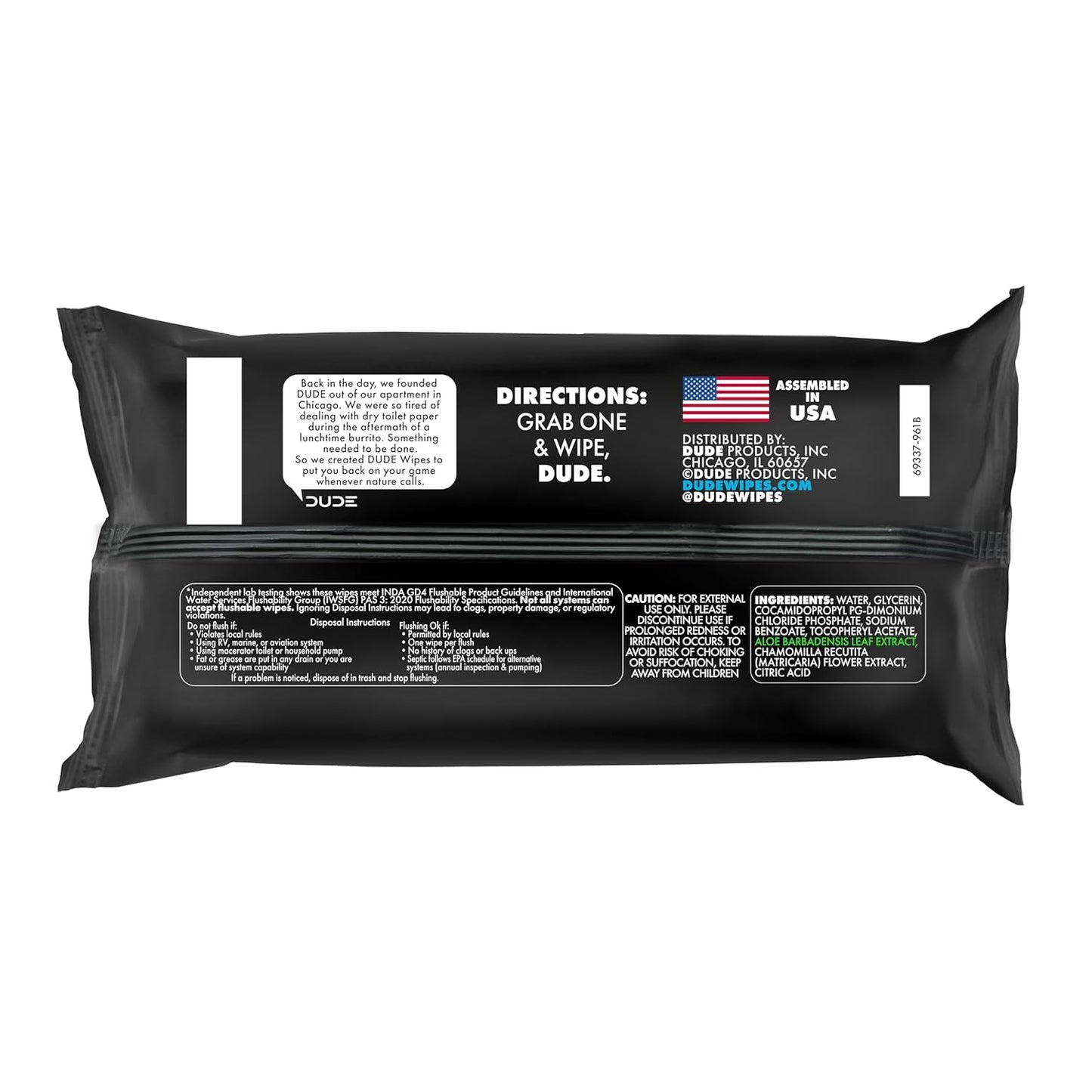 DUDE Wipes Unscented Flushable Wipes - Extra-Large Adult Wet Wipes for Sensitive Skin - 6 Pack (288 Count) - Infused with Vitamin E and Aloe - Septic and Sewer Safe