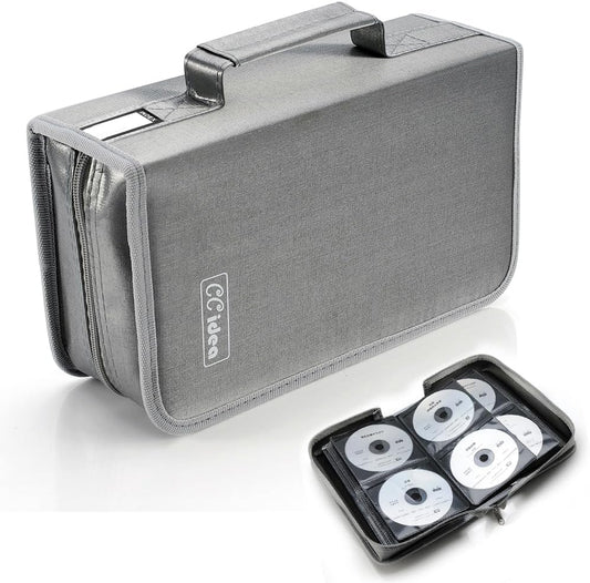 CCidea CD Case DVD Storage Holder, 128 Capacity DVD Cases Organizer CD Plastic Protective Carrying Binder,Portable Cd Wallet for Home Travel (Gray)