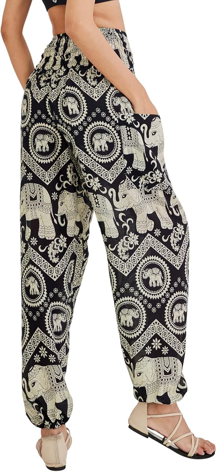 Joob Joob Boho Pants for Women - Hippie Harem Pants Women - Womens Yoga Pants – Comfy Bohemian Flowy Hippie Clothes