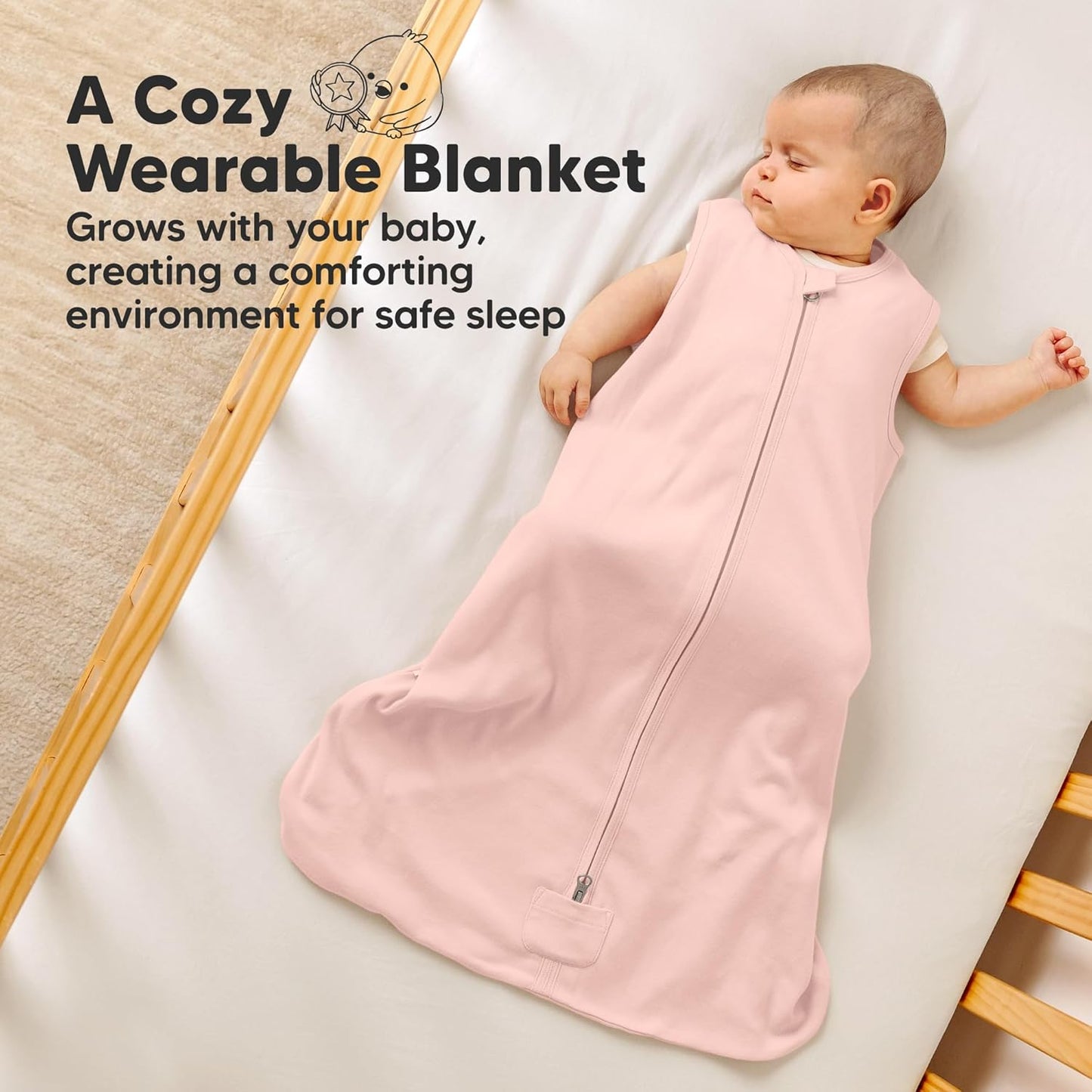 2-Pack Baby Sleep Sacks, Zipper Wearable Blanket-0.5TOG Organic Cotton,Lightweight,Soft Cozy Toddler Sleeping Sack 6-12 months,Easy to Wear Large Newborn Transition Swaddles Sleepsacks(Butterflies, M)
