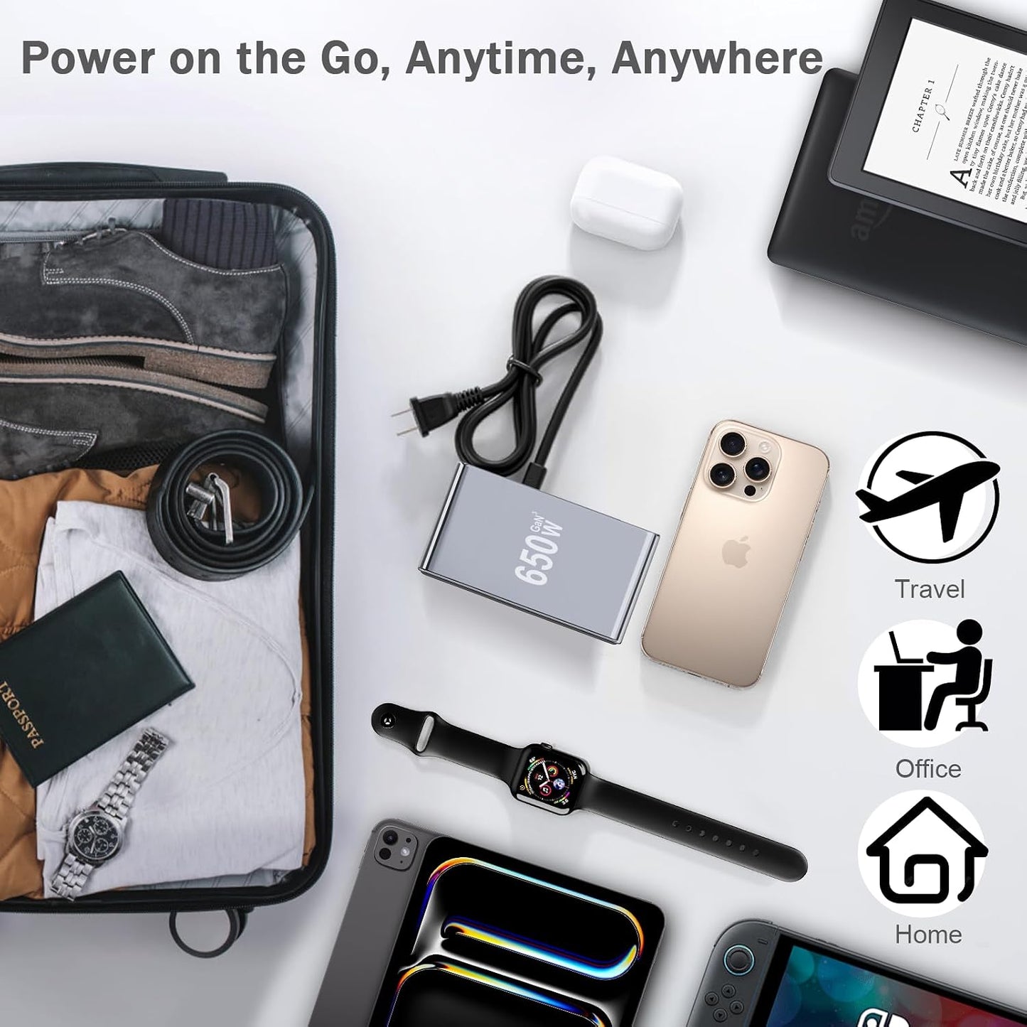 650W USB C Fast Charger Block,Dual PD 3.1 140W USB Charging Station, GaN Ⅲ Multi-Port PD PPS Fast Charging Station for Multiple Devices,Laptop Wall Charger Compatible with MacBook iPad iPhone 17 etc