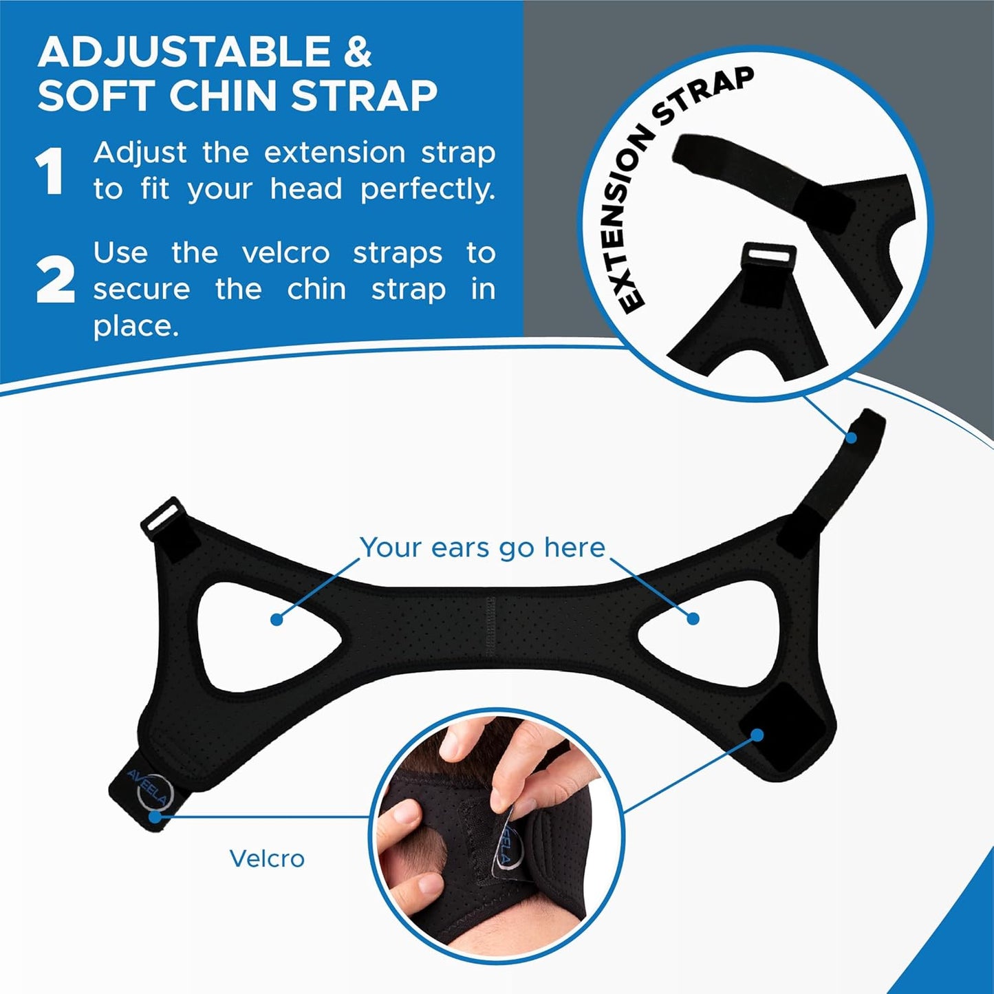 AVEELA Chin Strap for Sleeping and CPAP Users | Anti Snoring Chin Strap, Adjustable Jaw Strap for Sleep Apnea, Stop Snoring Solution for Men and Women, Comfortable Fit to Keep Mouth Closed – Medium