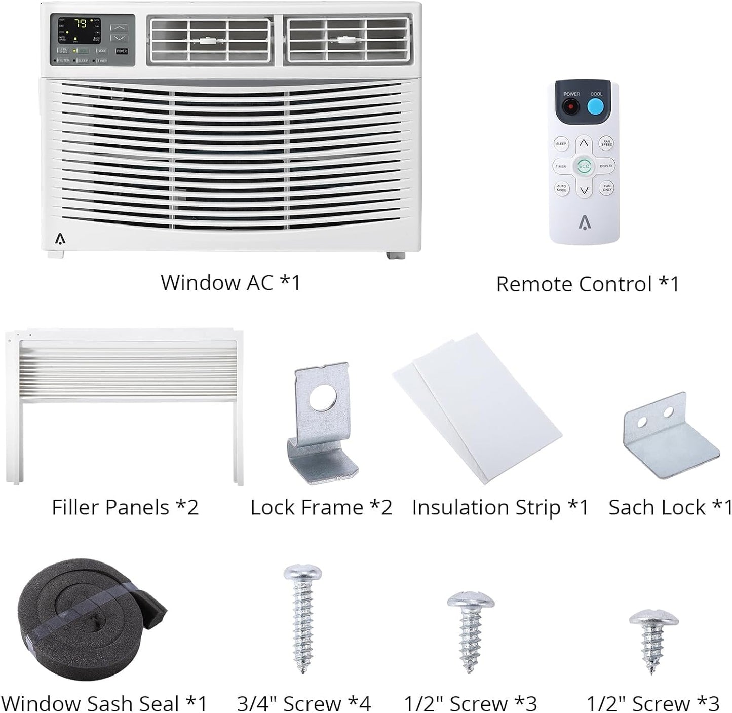 8000 BTU Window Air Conditioner Cools Up to 350 Sq. Ft., 3-In-1 WiFi Window AC Unit With Remote Control and Window Kit, Quiet Smart Room Air Conditioner for Home Office Dorms