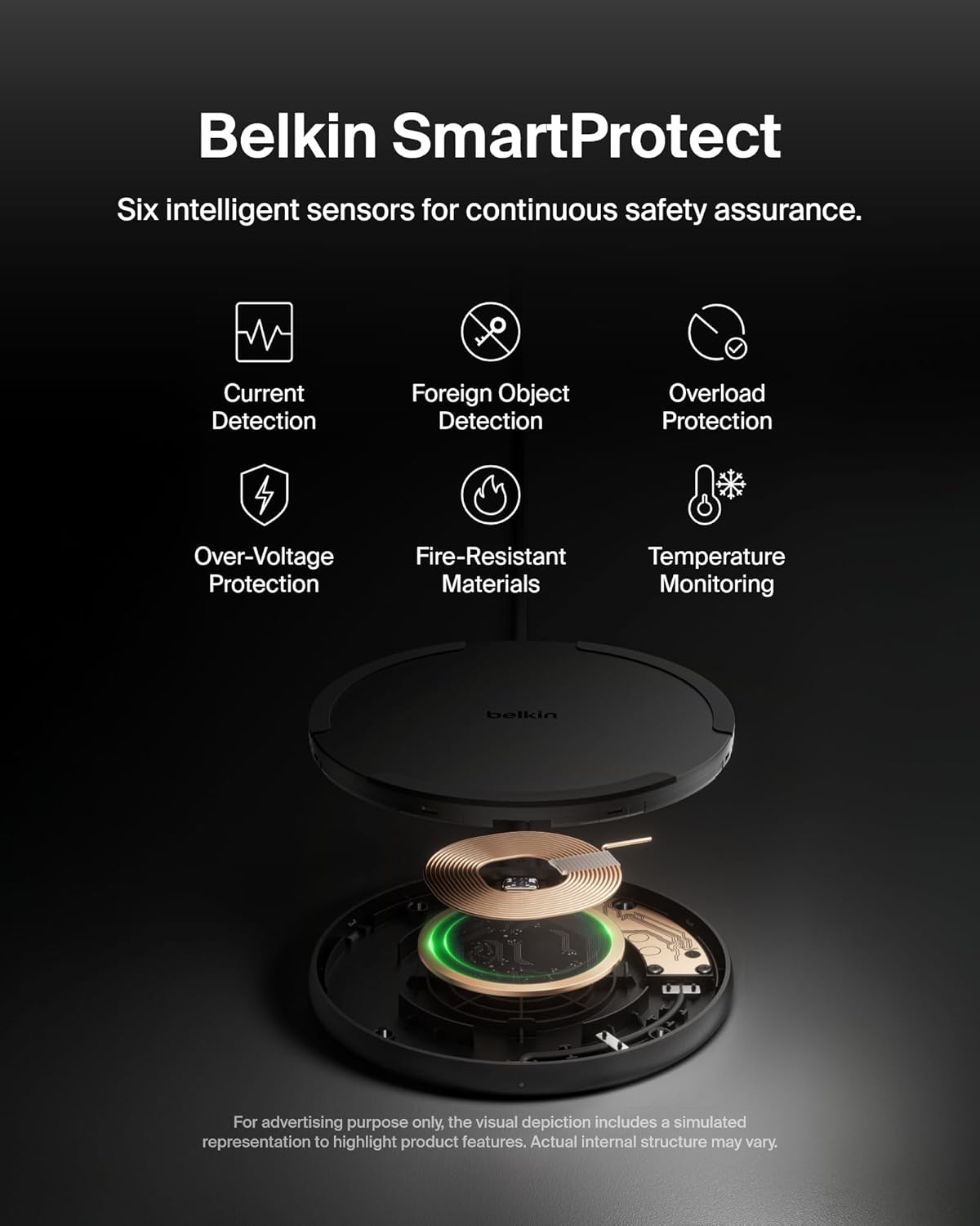 Belkin Wireless Charging Pad 15W - Qi Charger, Charging Station for Apple iPhone 17, iPhone 16/15/14 Series, AirPods, Samsung Galaxy S25, Galaxy S24, Pixel 10 - Power Supply and Cable Included - Black