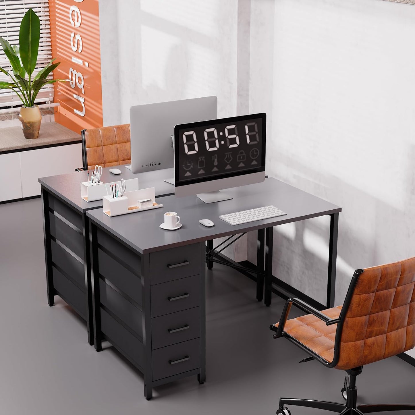 Pamray 32 Inch Computer Desk with 4 Drawers Small Office Desk for Home Bedroom Study Writing Simple Modern Computer Table Grey