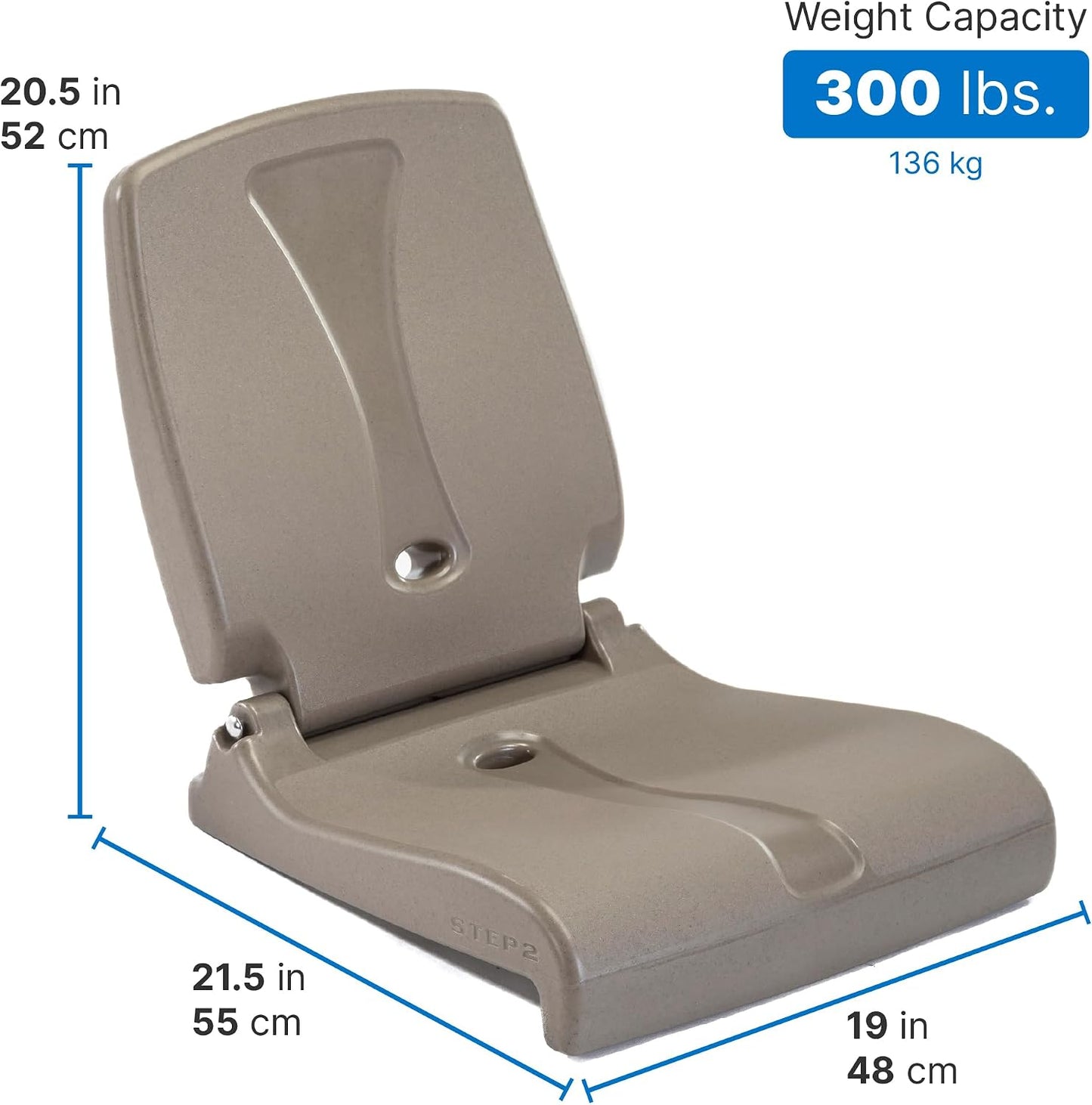 Step2 Folding Flip Seat, Lightweight Portable Outdoor Chair for Poolside, Camping, Beach, Boats, Tailgates, Durable Ground Chair with Back Support for Adults, Brown