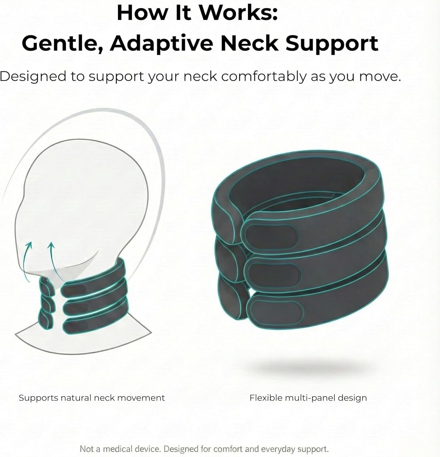 Caldera International - Releaf® Neck Rest – Soft Neck Brace for Neck Pain and Support, Comfortable Neck Brace for Sleeping, Cervical Collar Neck Support Brace for Travel, Reading - Medium, Black