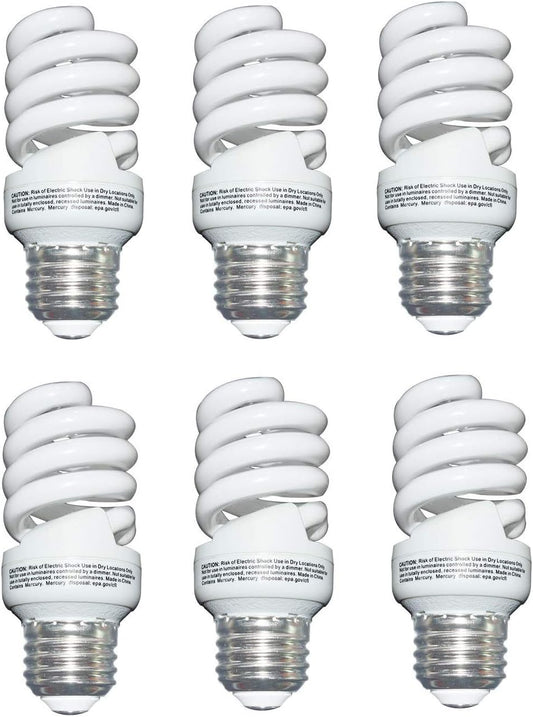 13 Watt CFL Light Bulbs 60 Watt Equivalent, Compact Fluorescent Bulb Soft White 1040LM 120 Volt Mini Spiral Light Bulb(6 Pack)