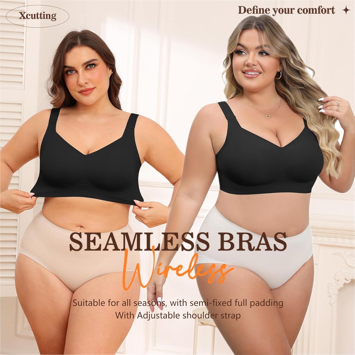 Xcutting Women Wirefree Bras for Women Full Coverage No Underwire Everyday Bras Comfortable Wireless Padded Bras