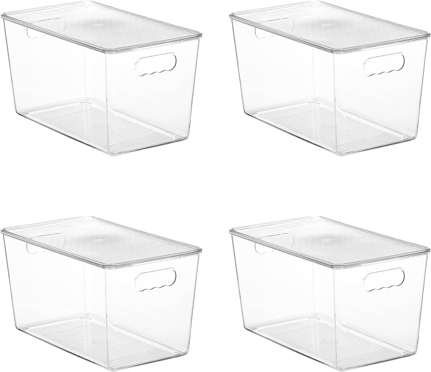 Vtopmart 4 Pack Clear Stackable Storage Bins with Lids and Handles, XLarge
