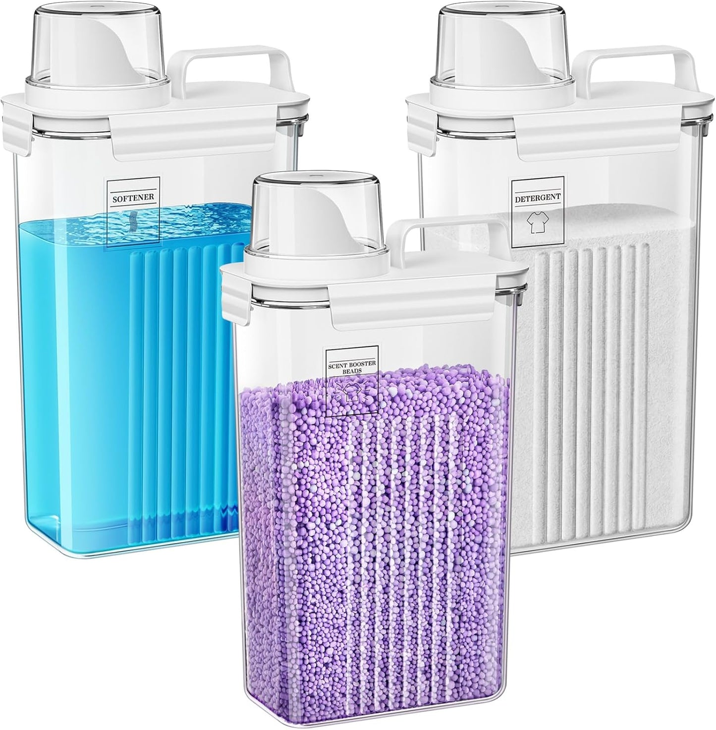 Laundry Detergent Dispenser for Laundry Room,94oz Fabric Softener Dispenser,Liquid Laundry Detergent Container,Laundry Detergent Organizer for Laundry Room Organization with 6 Labels,2 Pack