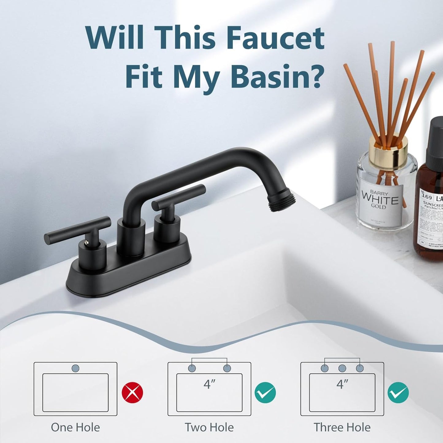 Aolemi Utility Sink Faucet 4 Inch Centerset, Laundry Sink Faucets with Swivel Spout and 3/4" NPT Threaded End, Dual Handle Faucet for Laundry or Utility Room, Matte Black