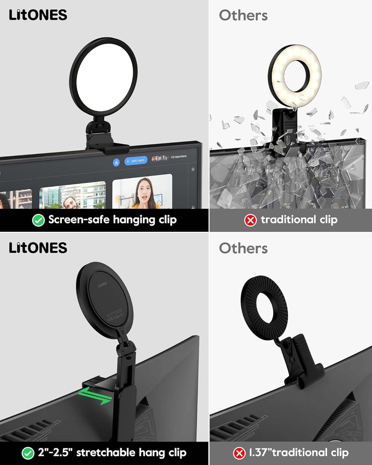5" Ring Light for Computer, Eye-Caring & Flicker-Free Lighting for Zoom Meetings, Video Call, Recording, Streaming, Portable Light for Laptop, Monitor & Webcam with 50 Modes (3000K-6500K) CRI>97.8