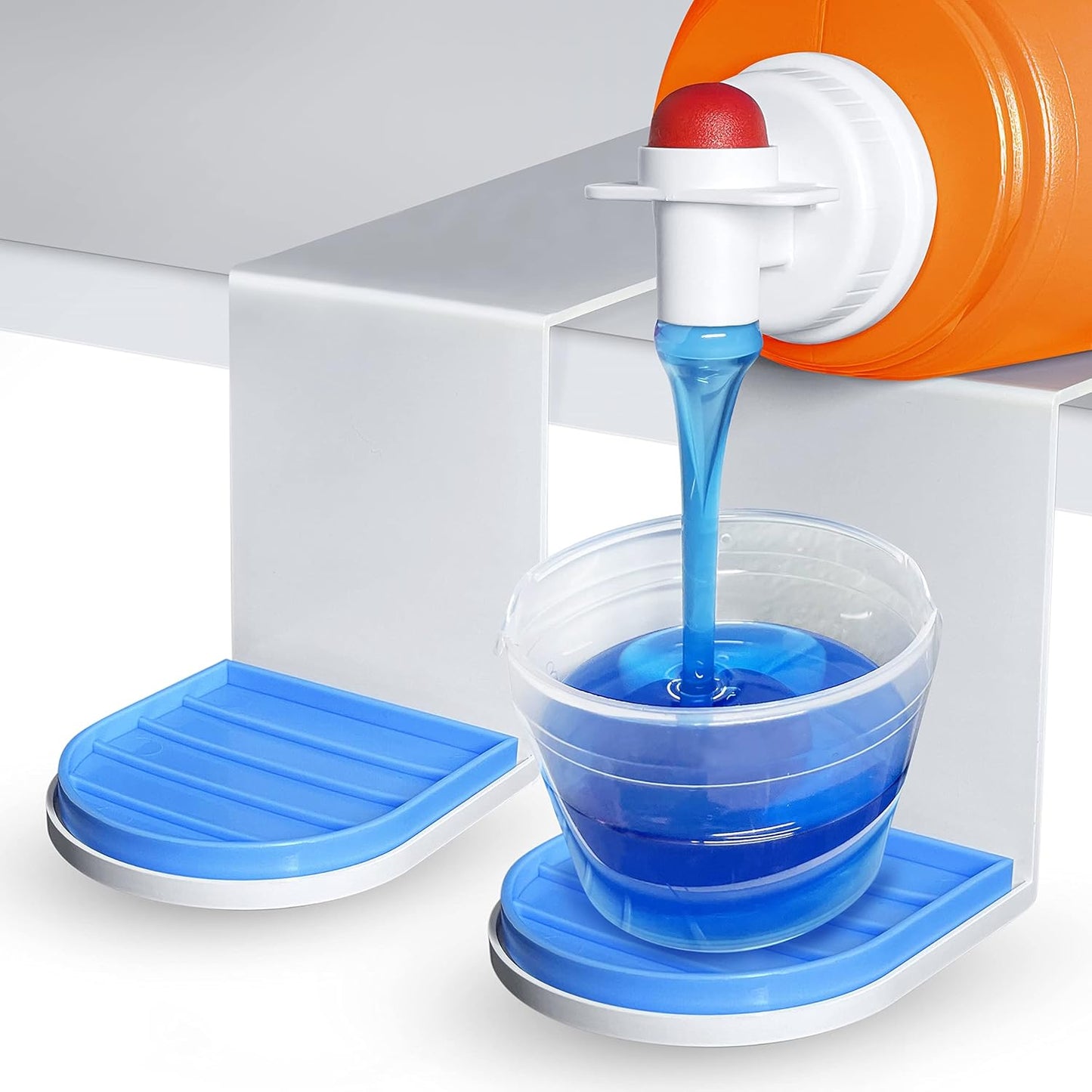 Simplation [2 Pack] Laundry Detergent Cup Holder, Detergent Drip Catcher (Upgraded Drip Tray), No More Mess or Leaks, Slide_Style