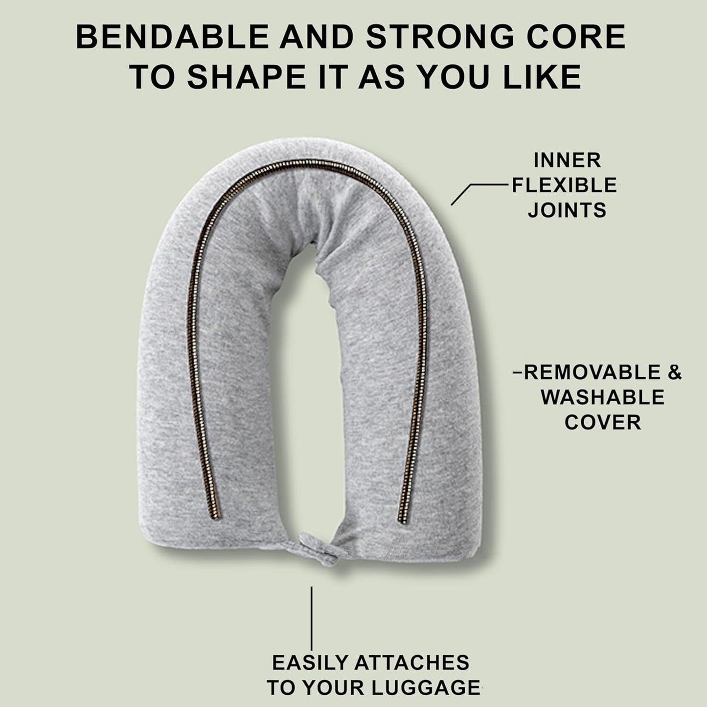 Dot&Dot Twist Memory Foam Travel Pillow, Bendable Neck Pillow for Airplane, Car and Home, 26-Inch Adjustable Roll, Neck Support, Chin, Lumbar and Leg