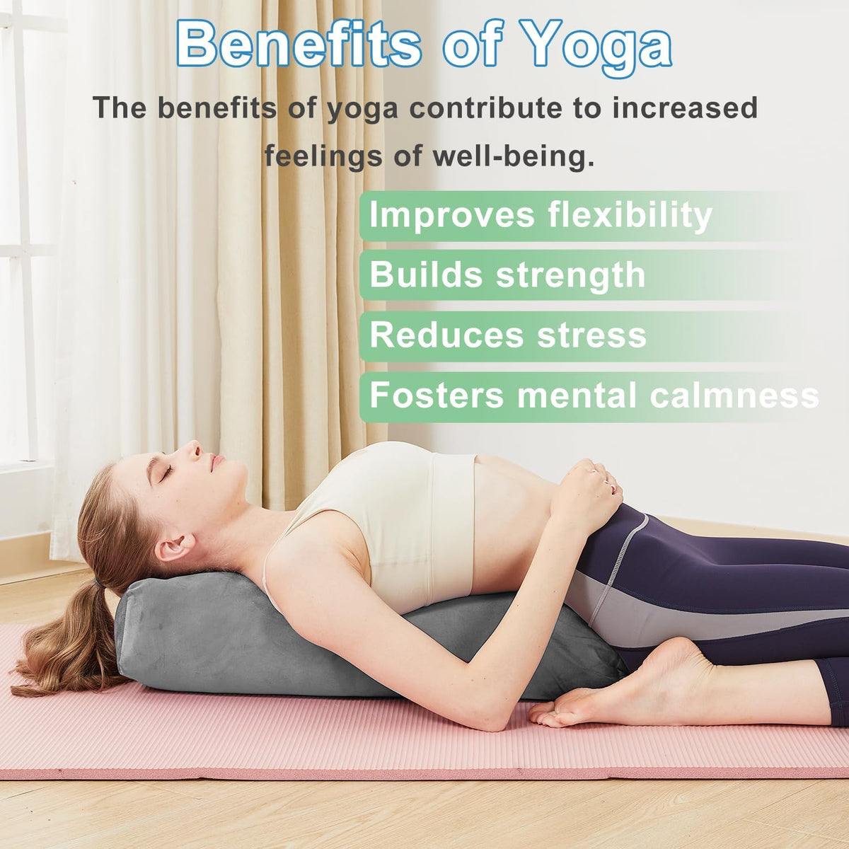 Rectangular Yoga Bolster Pillow for Restorative Yoga