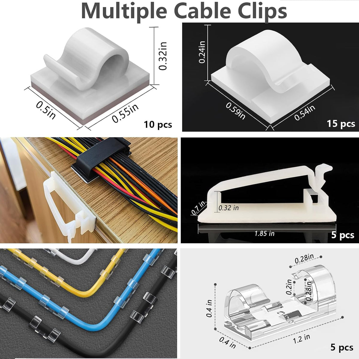 ELII 328Pcs White Cable Management Kit, 8 Magnetic Cable Clips