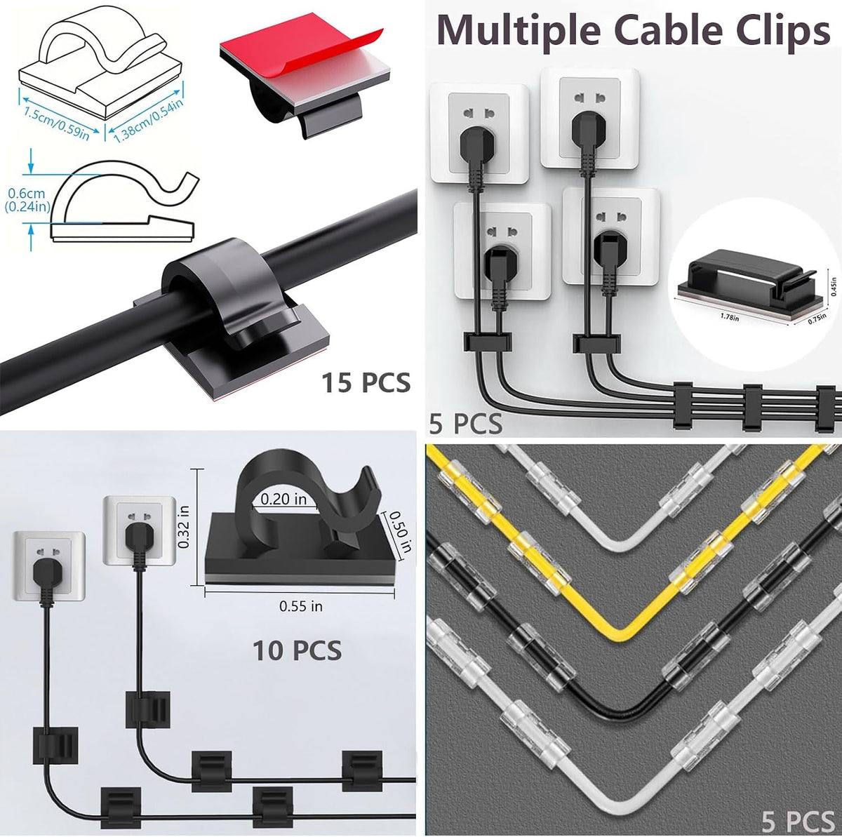 ELII 328Pcs Cable Management Kit, 8 Magnetic Cable Holder 69 Cable Clips