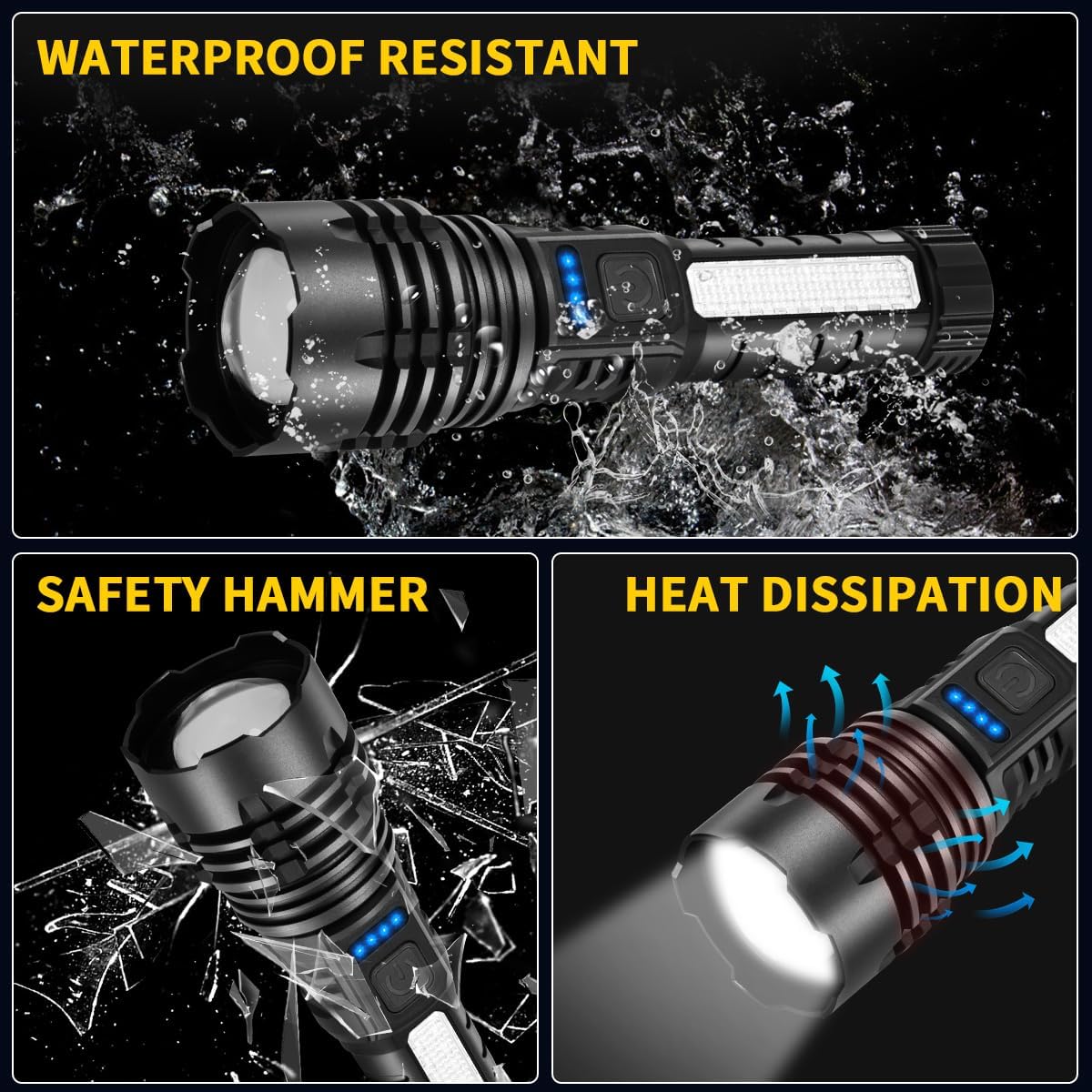 ZioeYiue Rechargeable Flashlights High Lumens, 7Mode Super Bright Flashlight Powerful, Adjustable Tactical Flash Light, Gifts for Father's Day, LED Flashlights for Home Emergency Camping Essentials