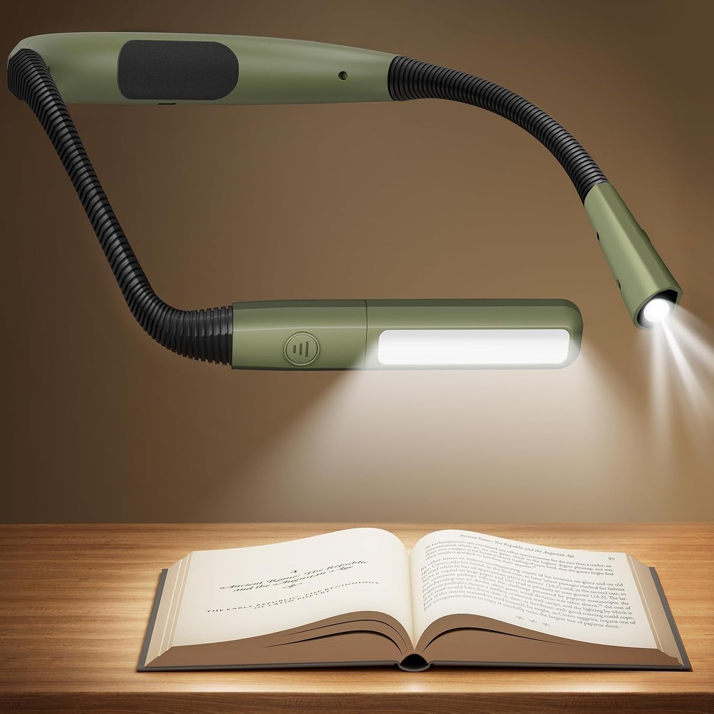 Glocusent Bendable Neck Light, 100Hrs Long Lasting Rechargeable Book Light, 5 Colors & Stepless Dimming Reading Light - Perfect Book Lights for Reading at Night, Knitting, Book Lovers Gifts