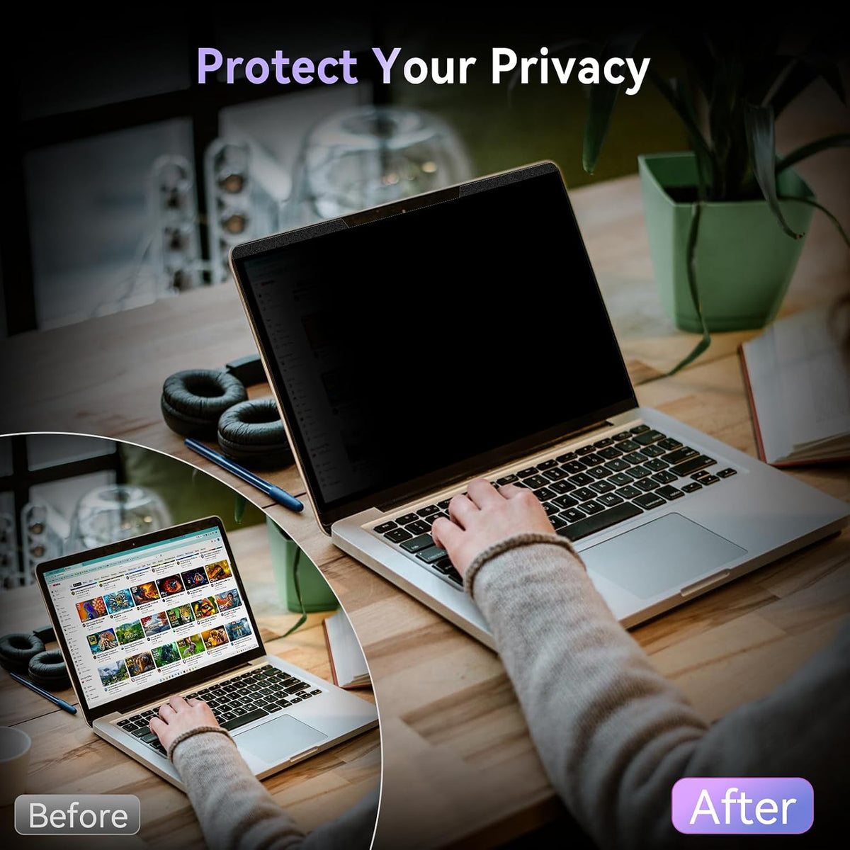 IPROKKO Magnetic Laptop Privacy Screen 15.6 Inch 16:9 Aspect Ratio