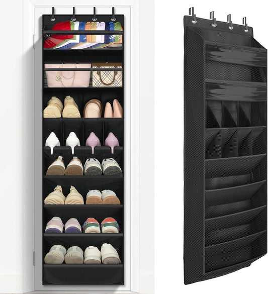 1 Pack 8 Shelves Over The Door Shoe Organizer, 68" Exlarge Deep Pockets