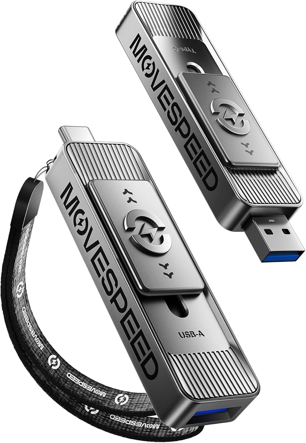 MOVE SPEED 1TB USB Drives, ThumbDrive with Dual Ports & Push-Pull Design — 560MB/s Read Speed, Type C + USB 3.2 Drive Portable ssd for iPhone 15/16/17/Android/Mac