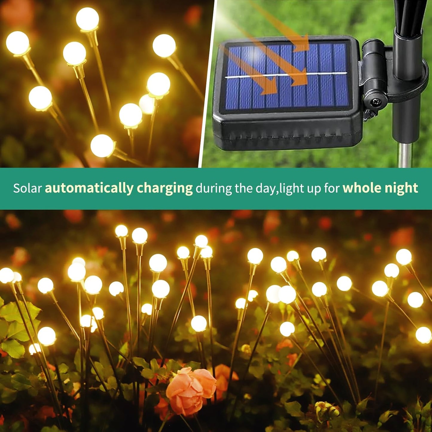 vignuto Solar Lights Outdoor Waterproof 4 Pack of 32 LEDs Garden Patio Firefly Decoration Unique Gifts Women Grandparents