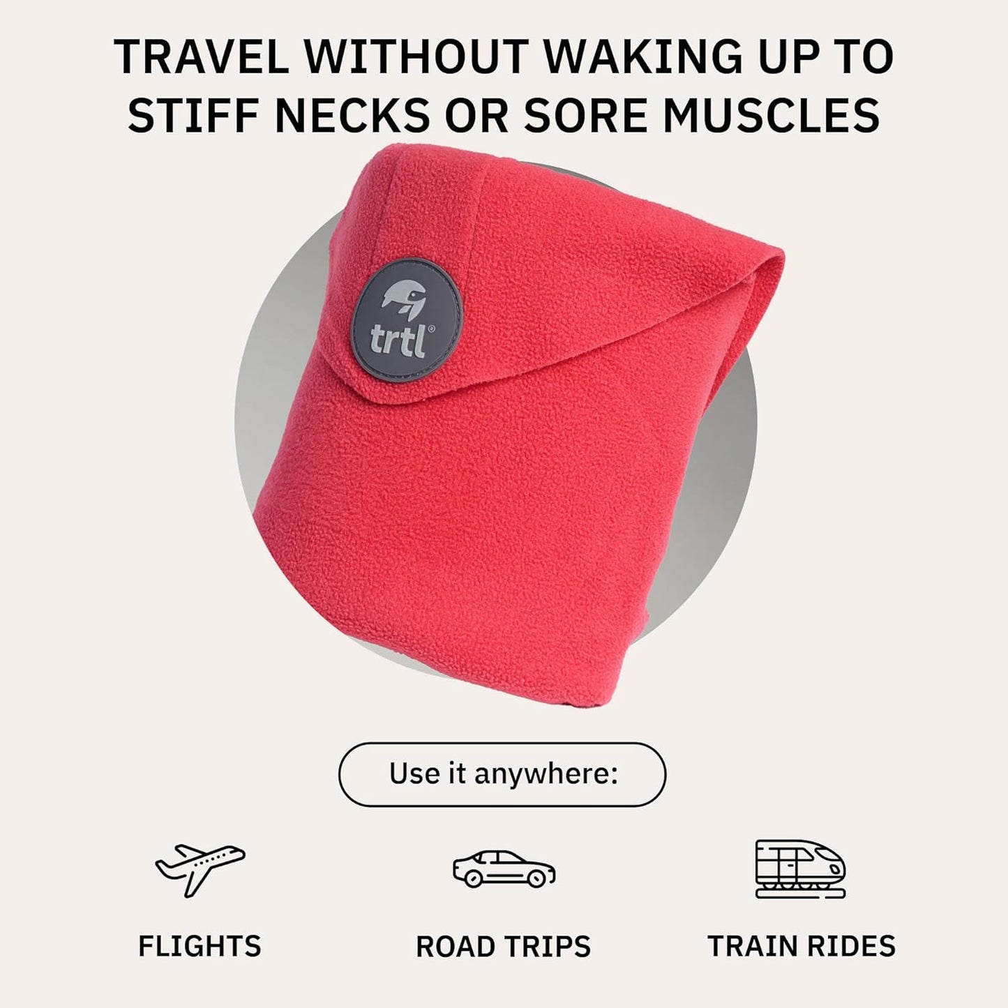Trtl Pillow - Scientifically Proven, Super Soft Neck Support Travel Pillow for Airplanes - Lightweight and Machine Washable - Ergonomic Design for Traveling on Flights, Cars, and Trains - Coral