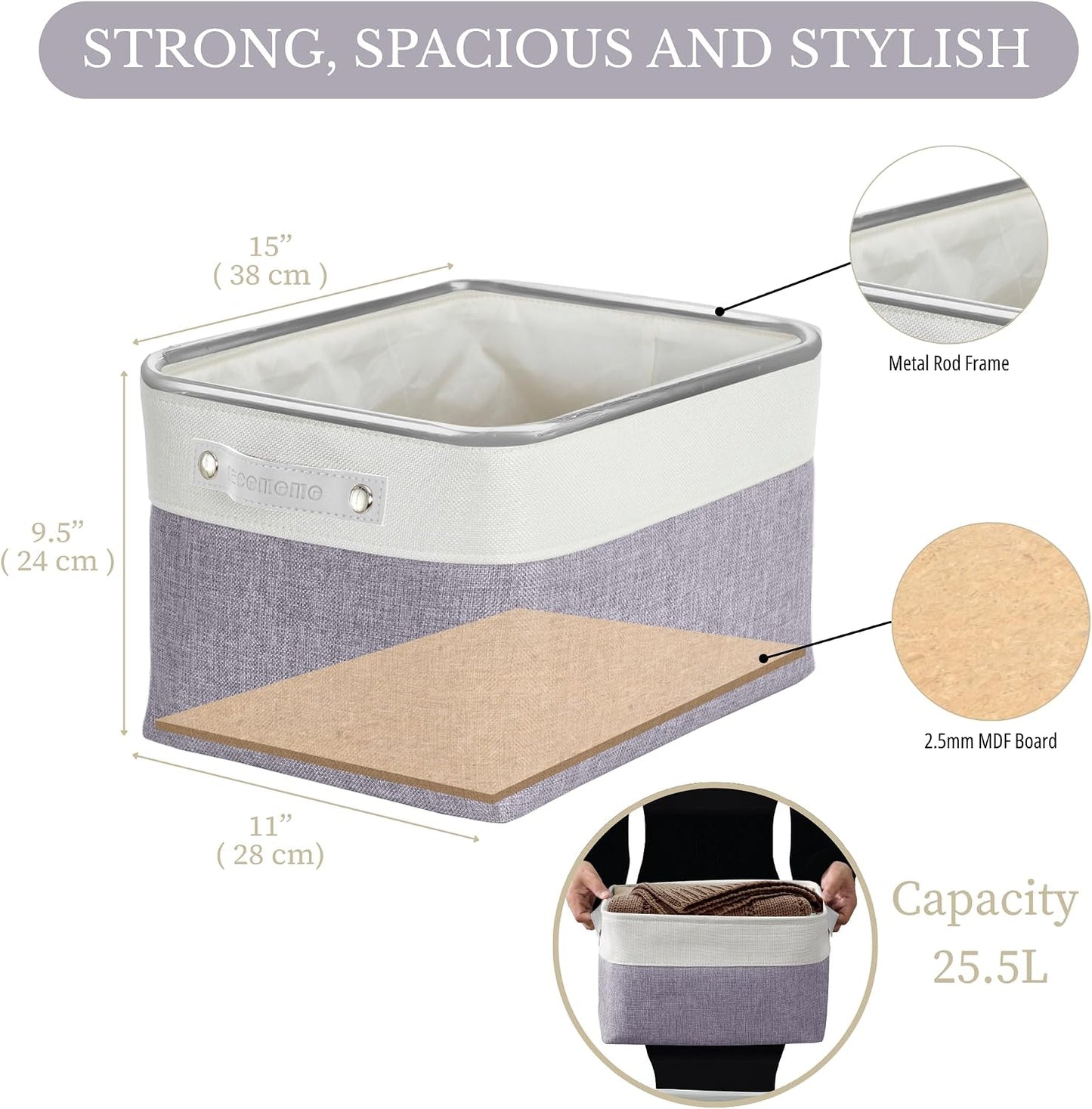 DECOMOMO Storage Bins, Large Fabric Storage Baskets for Shelves 3 Pack